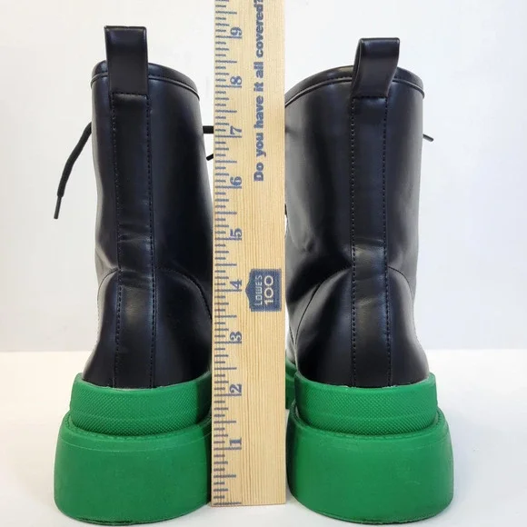 Liliana Combat Boots Womens Size 10 Black Green Lace Up Chunky Platform Grunge - Picture 8 of 16